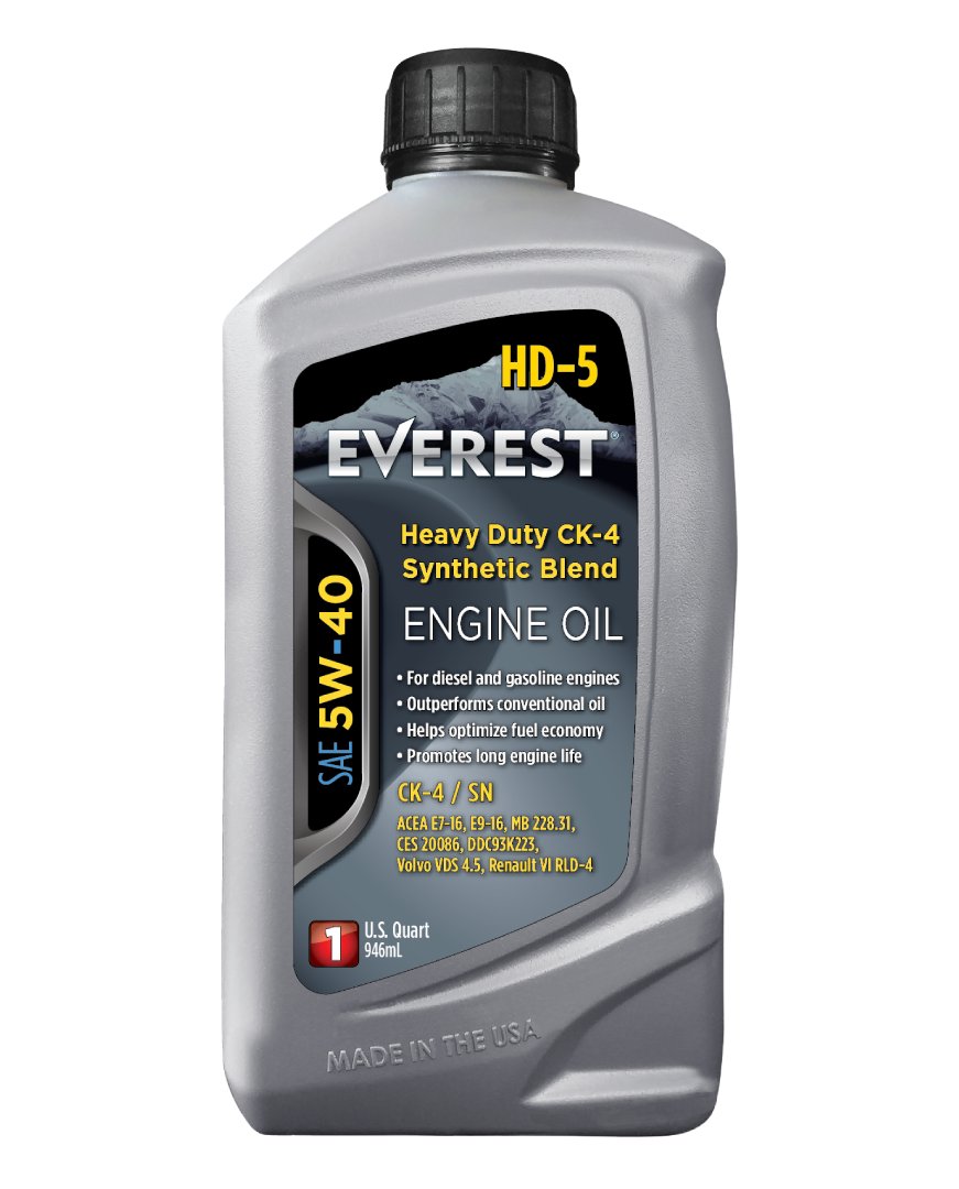 Everest CK-4 Synthetic Blend HD SAE 5W-40 CK-4 SN Diesel Engine Oil